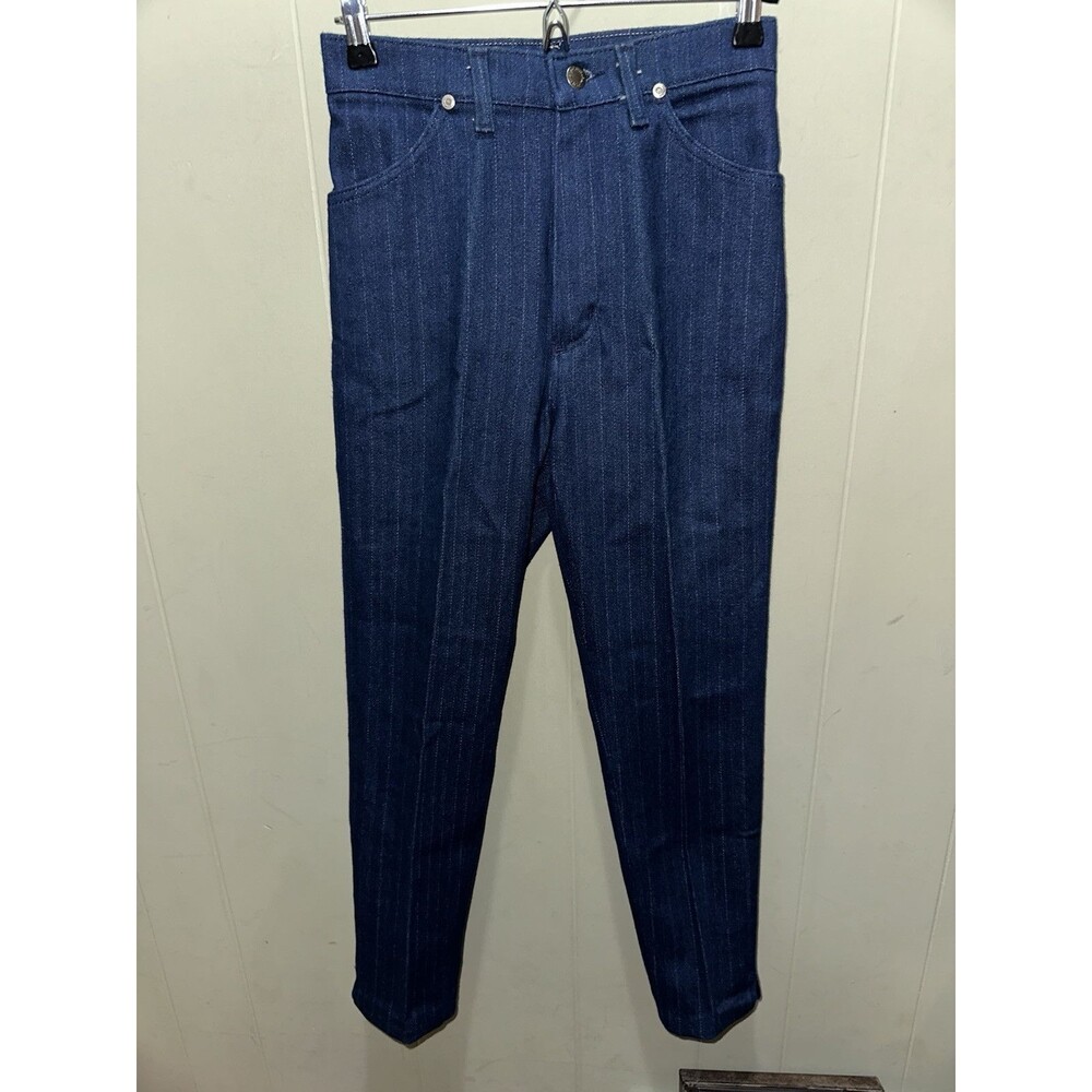 Vintage Wrangler Junior Fit Deep Blue Jeans Pants Pin Striped Girls Sz 7 EUC USA